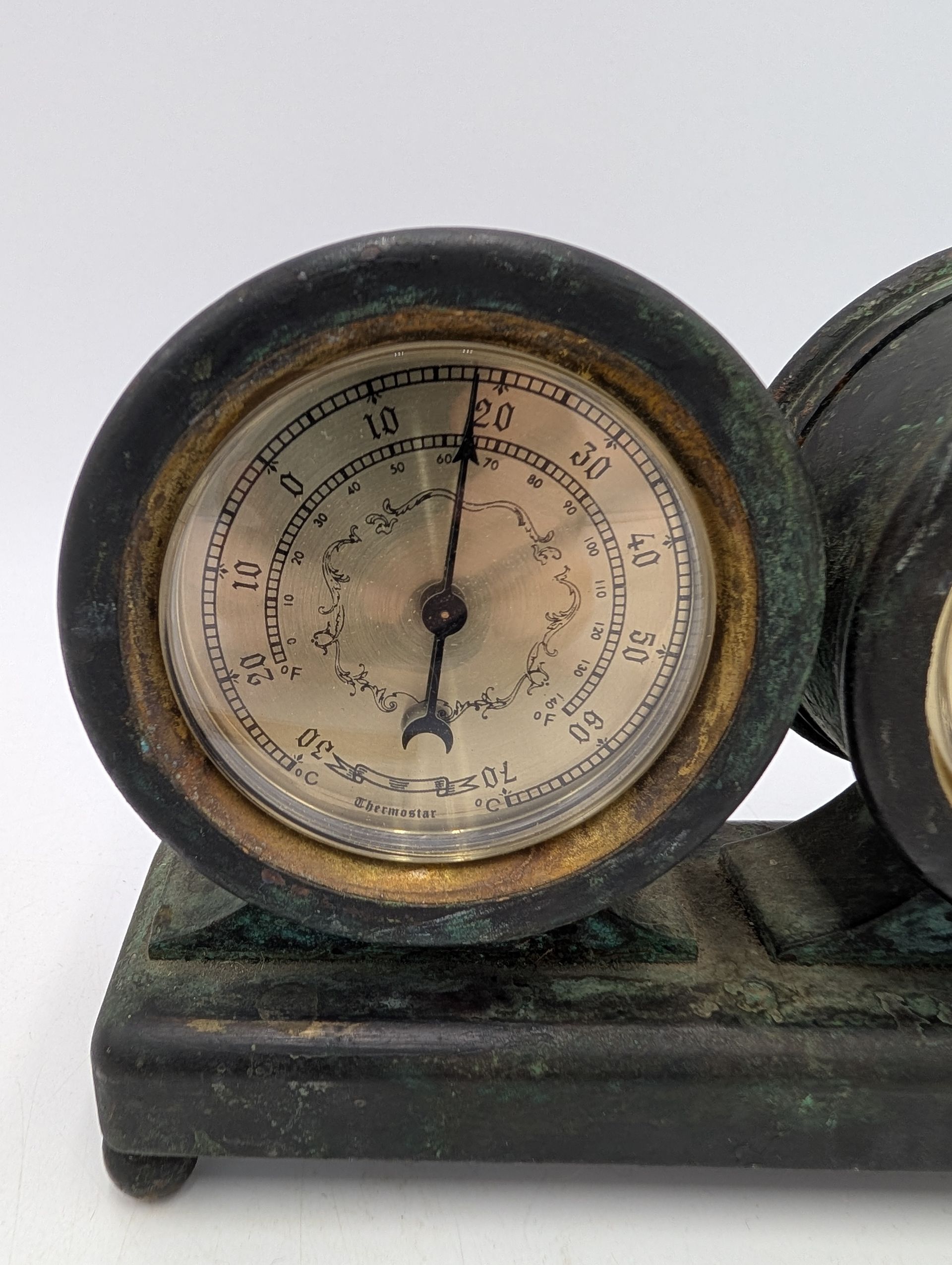 Thumbnail for Early 20th Century Bronze Desk Clock/Barometer