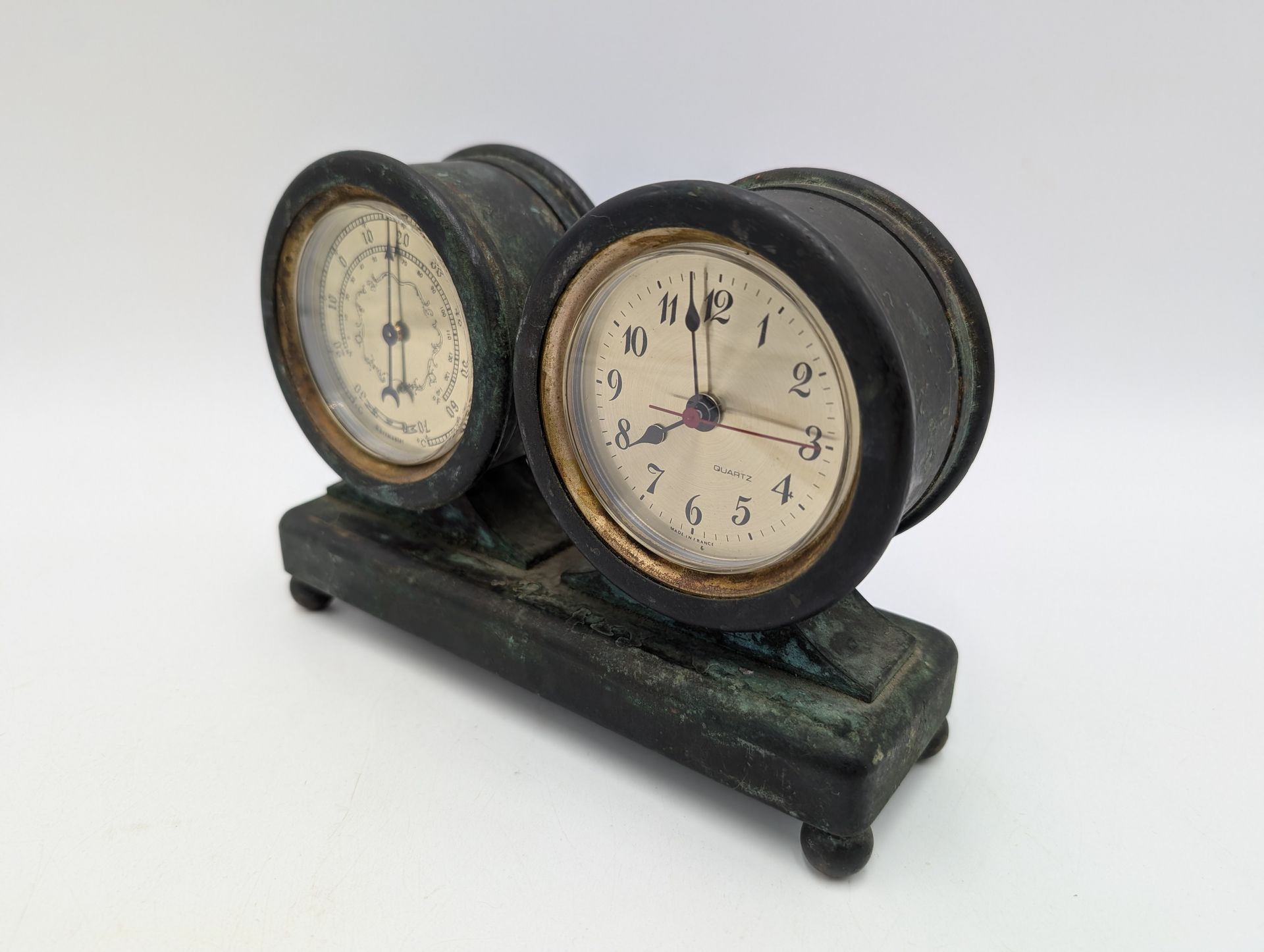Thumbnail for Early 20th Century Bronze Desk Clock/Barometer