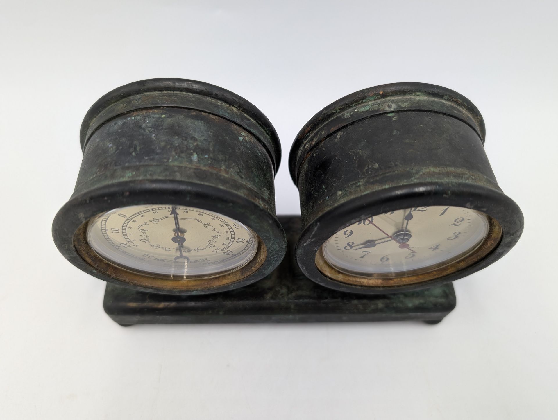 Thumbnail for Early 20th Century Bronze Desk Clock/Barometer