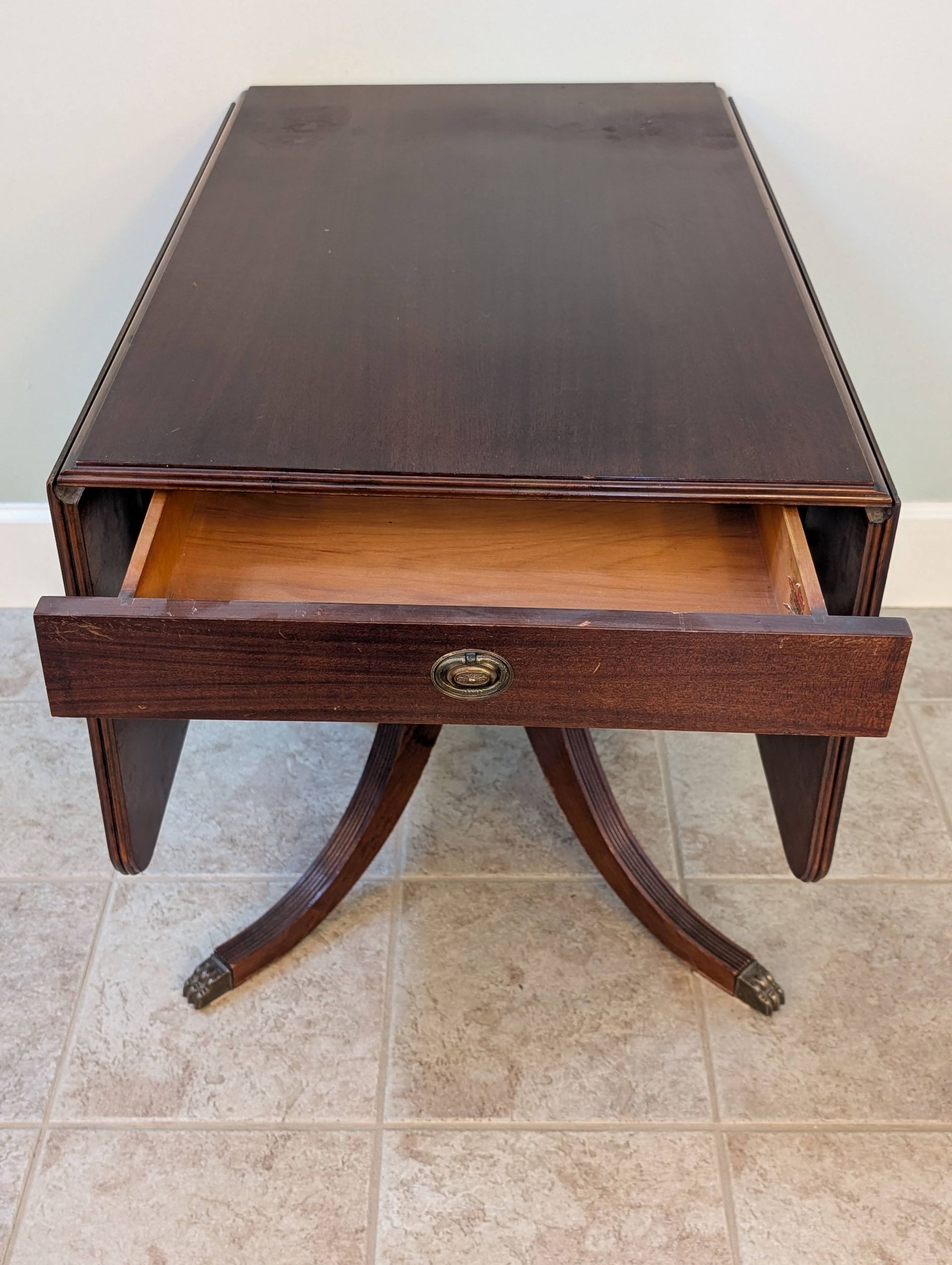Thumbnail for Duncan Phyfe Style Mahogany Drop Leaf Table by Gibbard Furniture