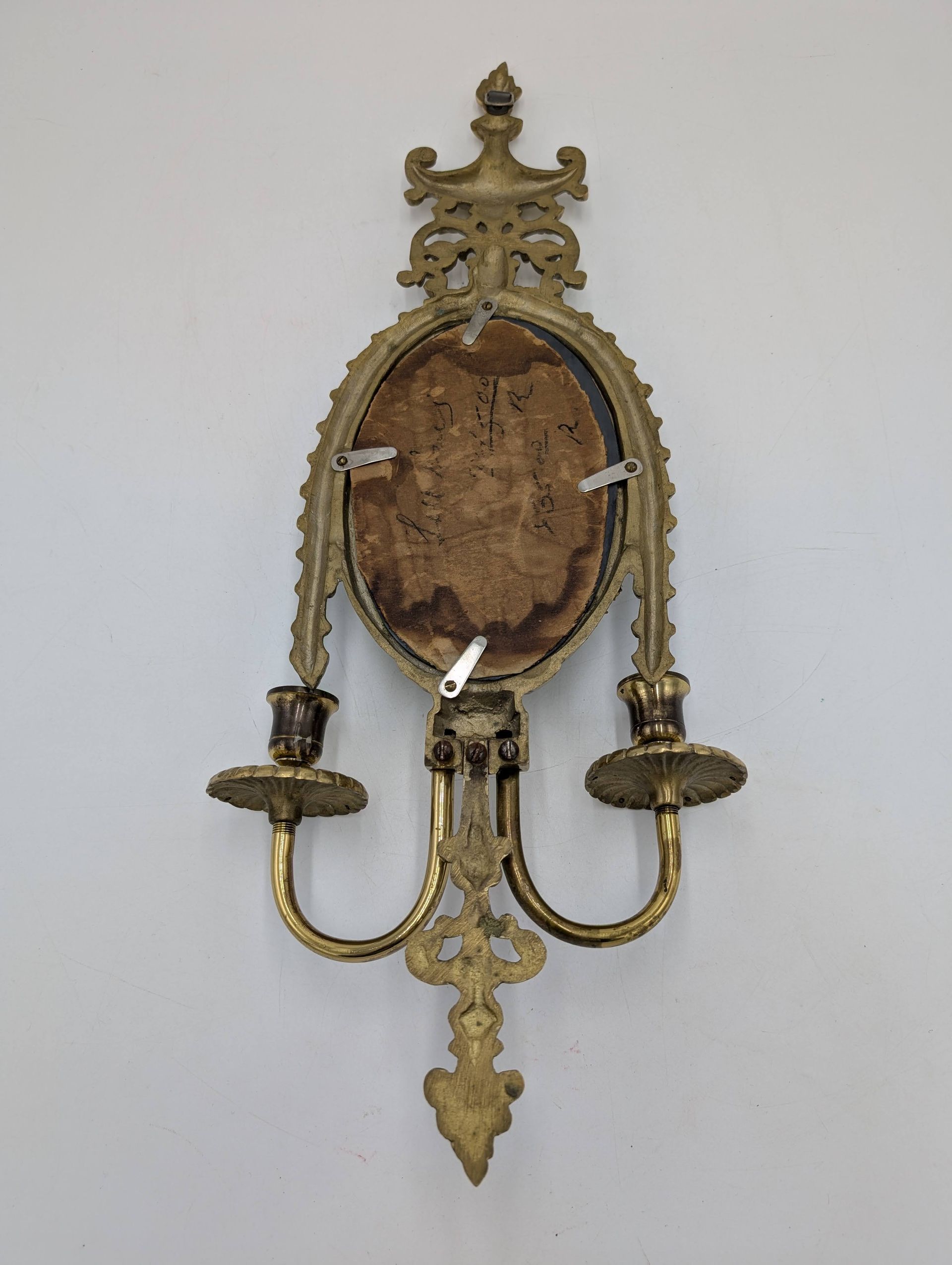 Thumbnail for Mirror and Brass Two Arm Wall Sconce