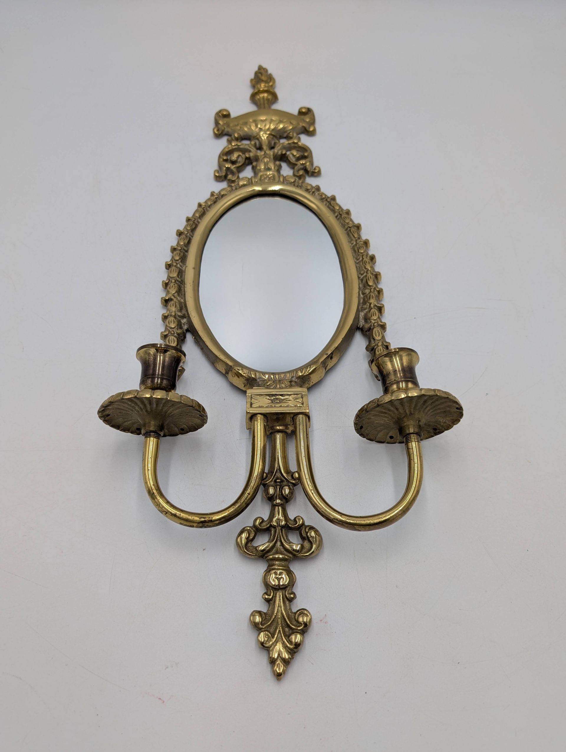 Thumbnail for Mirror and Brass Two Arm Wall Sconce